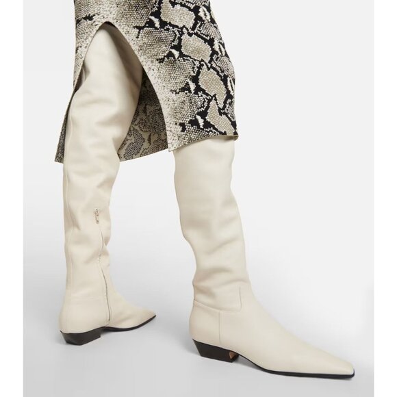 KHAITE Marfa Classic Flat Over The Knee Boots in Off White 41 Womens Thigh High - Picture 1 of 16